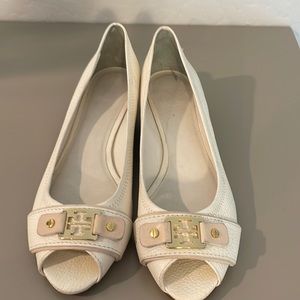 Ivory Tory Burch Wedge Shoes